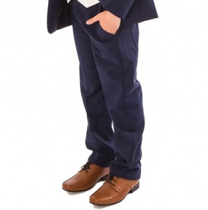 Boys Navy Slim Fit Formal Suit Trousers